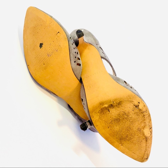 Metaphor Radiant Grey Heels Faux Suede Front Bow - Picture 6 of 9